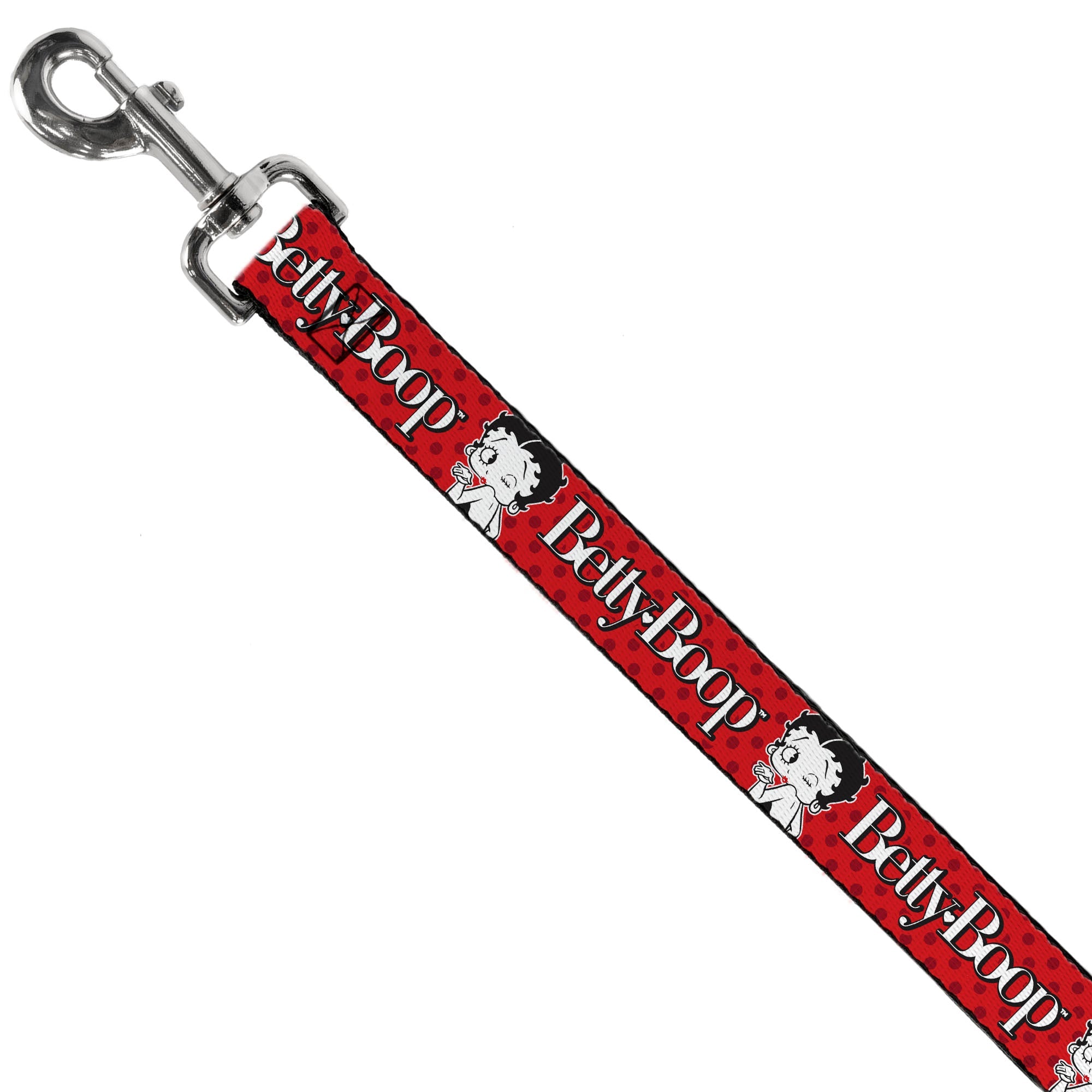 Dog Leash - BETTY BOOP Winking Kiss Pose and Text Reds/Black/White