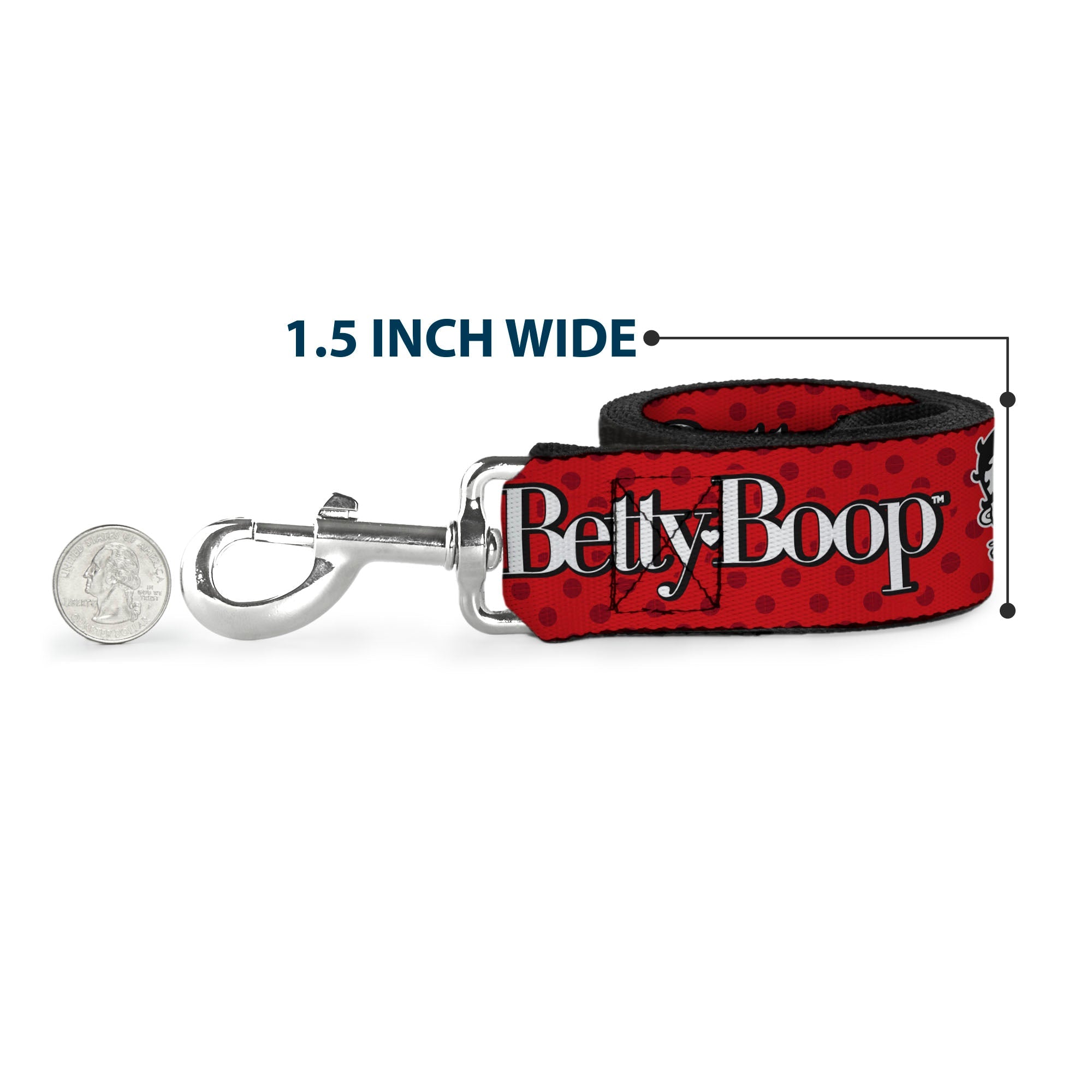 Dog Leash - BETTY BOOP Winking Kiss Pose and Text Reds/Black/White