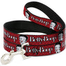 Dog Leash - BETTY BOOP Winking Kiss Pose and Text Reds/Black/White