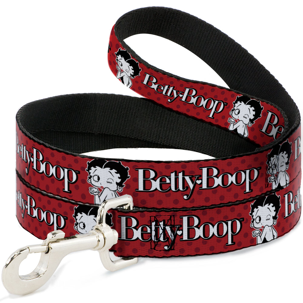 Dog Leash - BETTY BOOP Winking Kiss Pose and Text Reds/Black/White