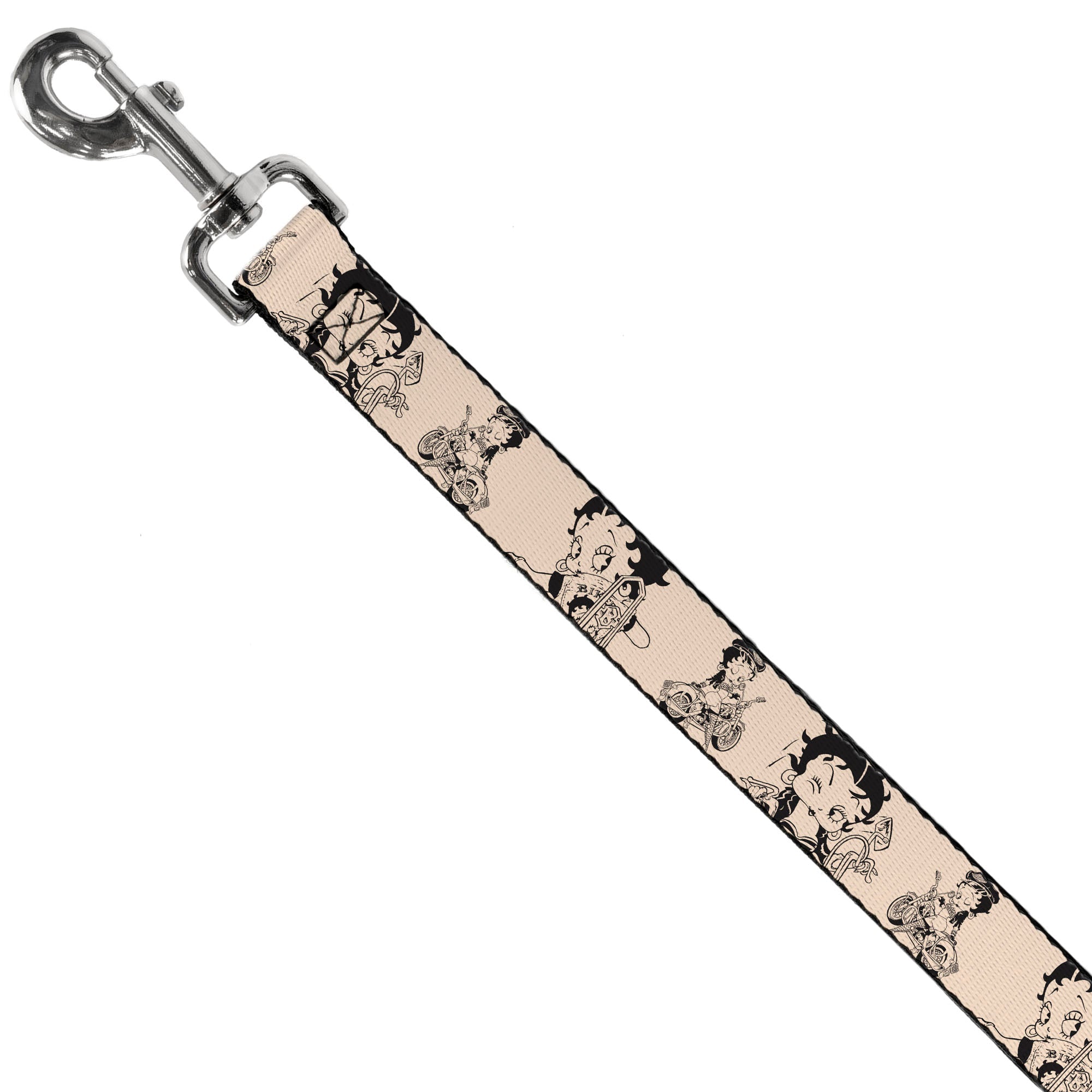 Dog Leash - Betty Boop Biker Betty Poses Beige/Black