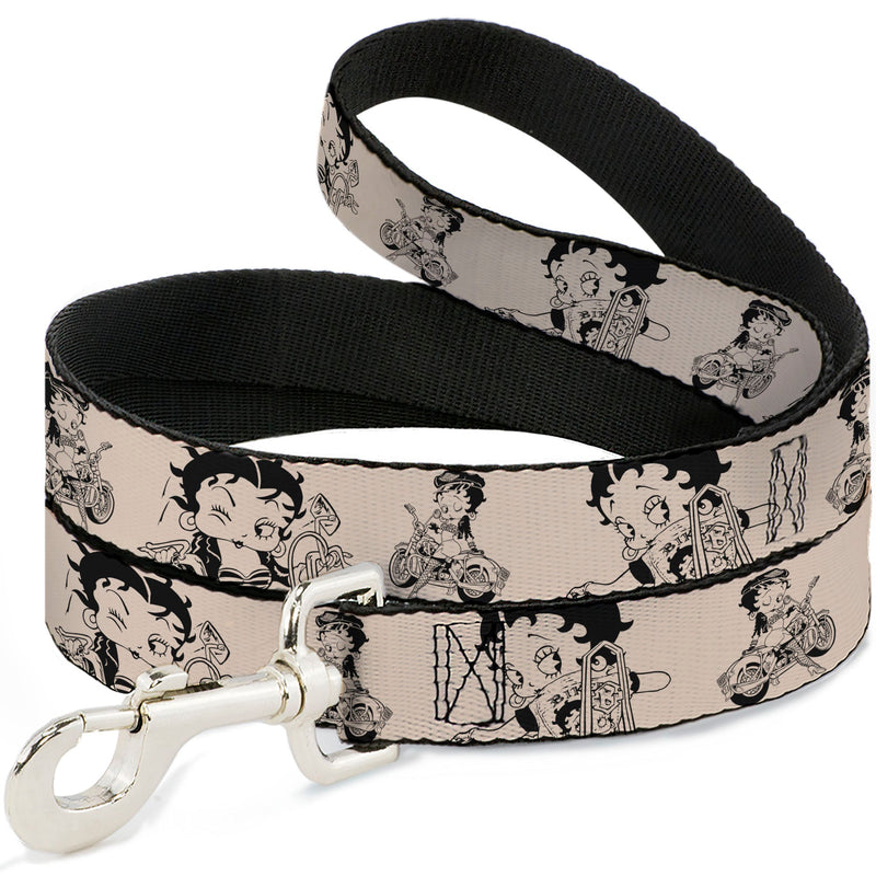 Dog Leash - Betty Boop Biker Betty Poses Beige/Black - HT Animal Supply