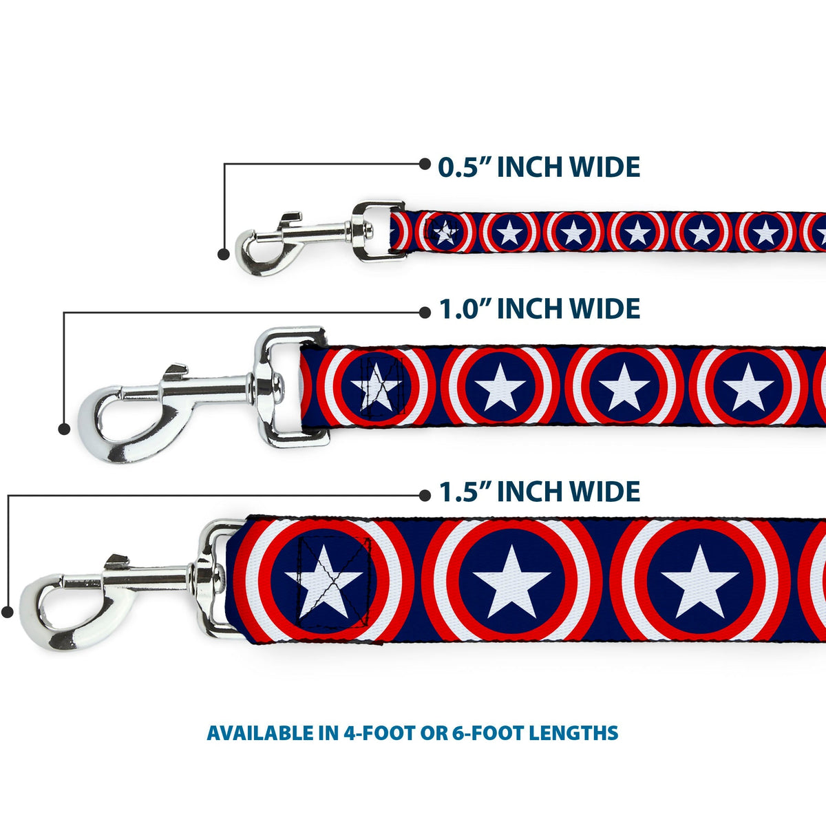 Dog Leash - Captain America Shield Repeat Navy 