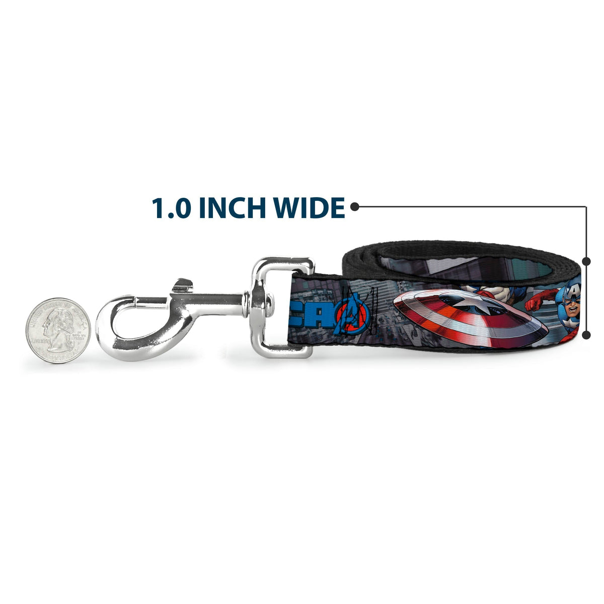 Dog Leash - CAPTAIN AMERICA w/Avengers Logo Cityscape 