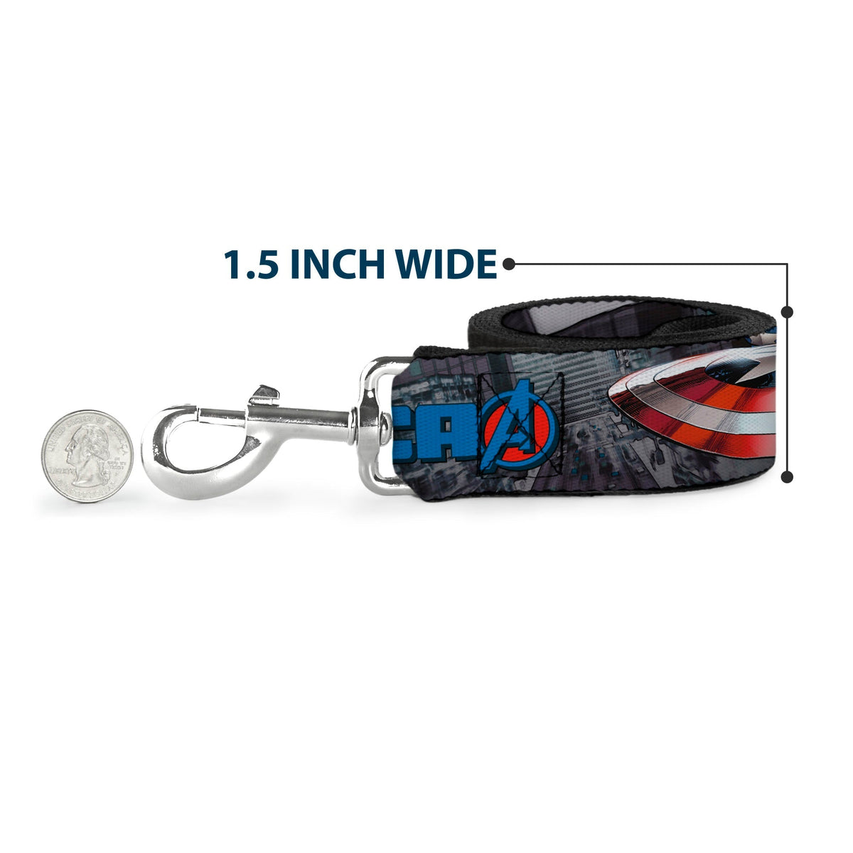 Dog Leash - CAPTAIN AMERICA w/Avengers Logo Cityscape 
