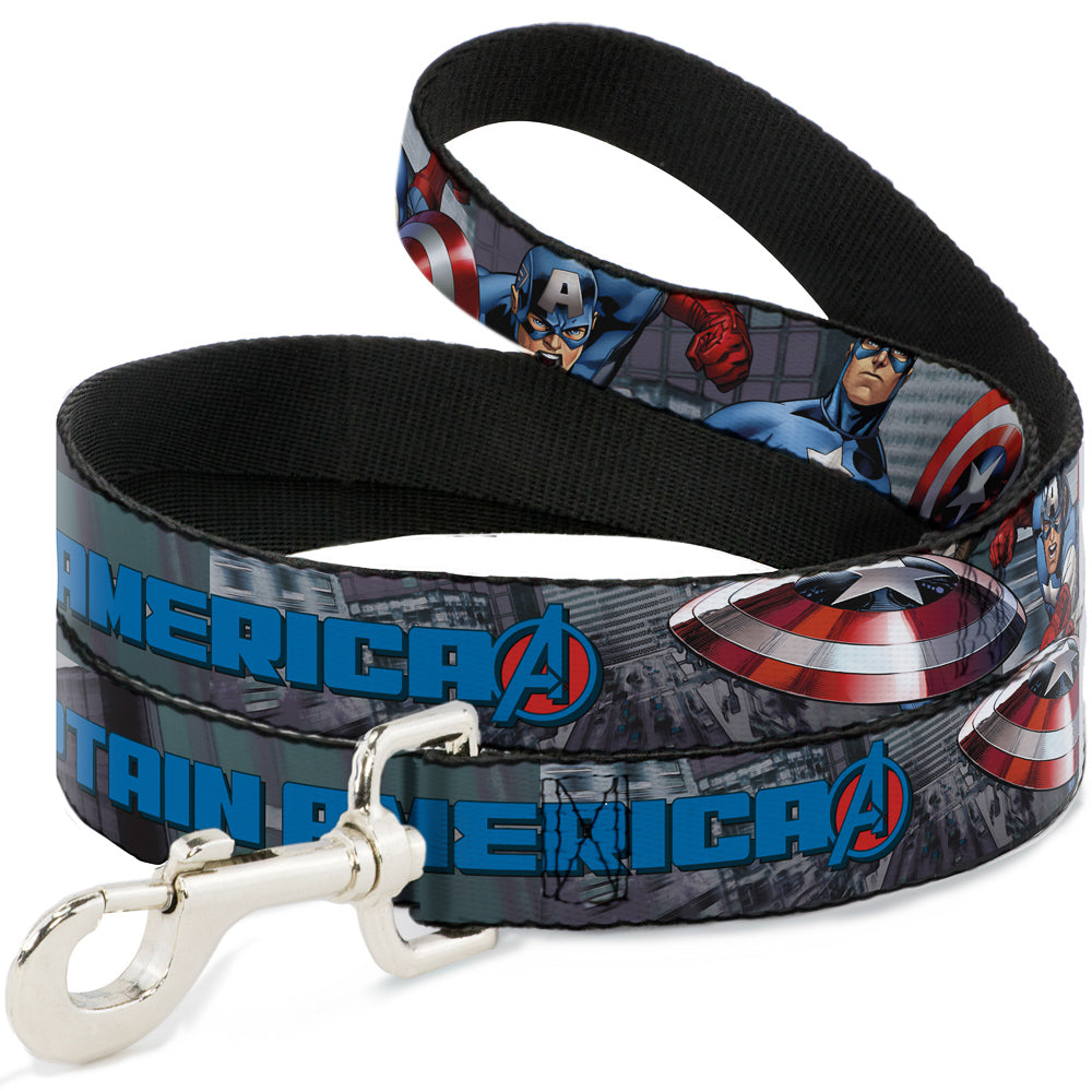 Dog Leash - CAPTAIN AMERICA w/Avengers Logo Cityscape 