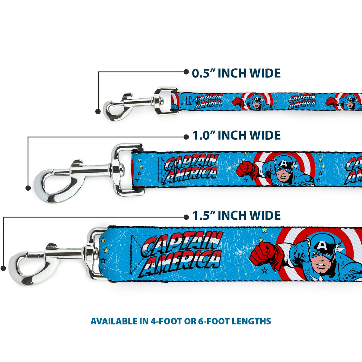 Dog Leash - CAPTAIN AMERICA w/Action Pose Weathered Blue 