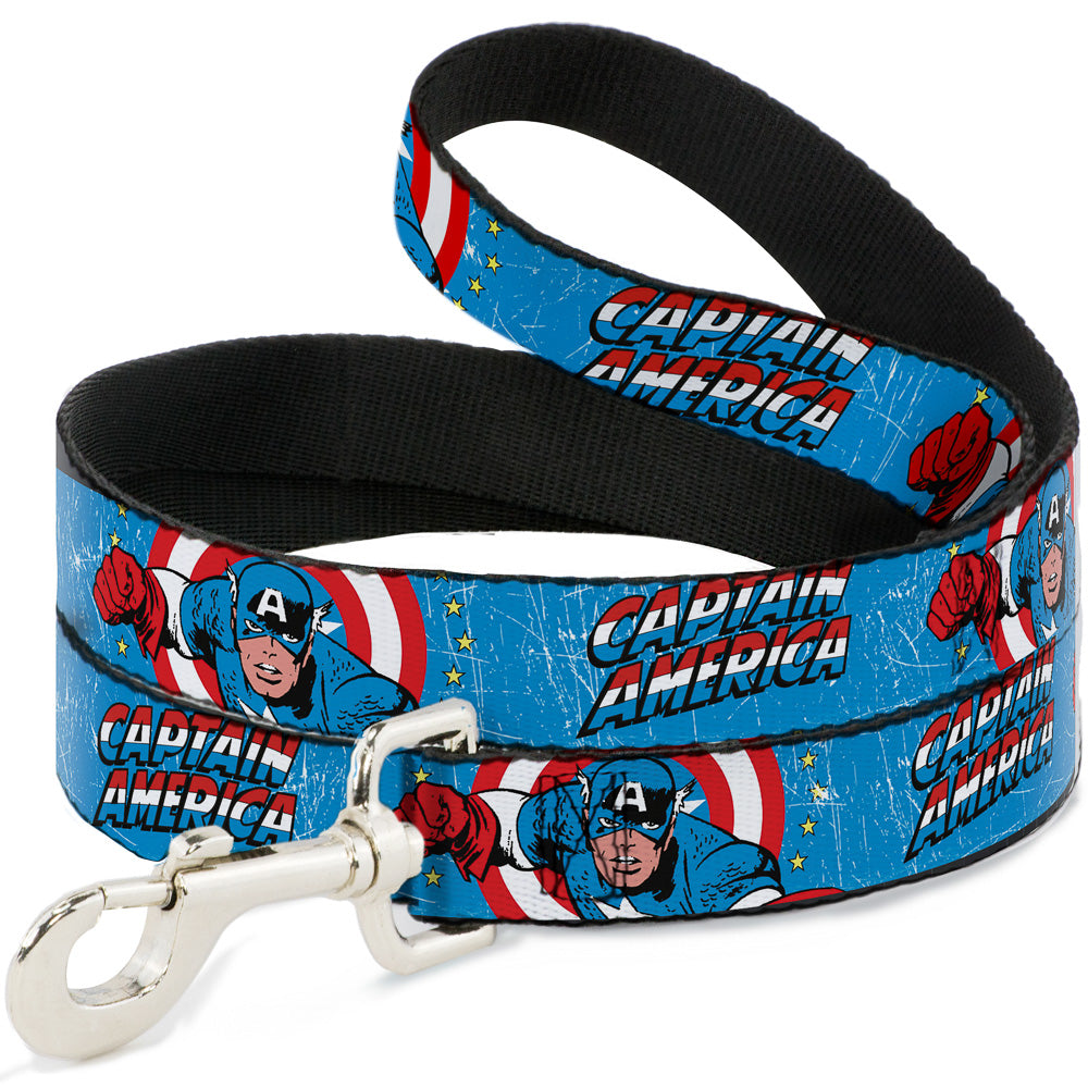 Dog Leash - CAPTAIN AMERICA w/Action Pose Weathered Blue 