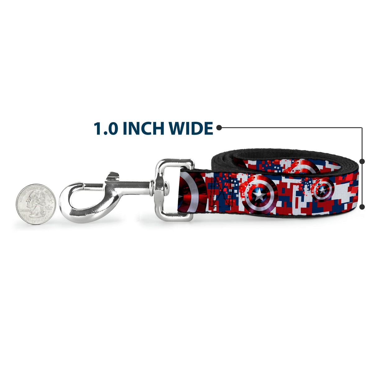 Dog Leash - Captain America Shield Digital Camo Blue/White/Red 