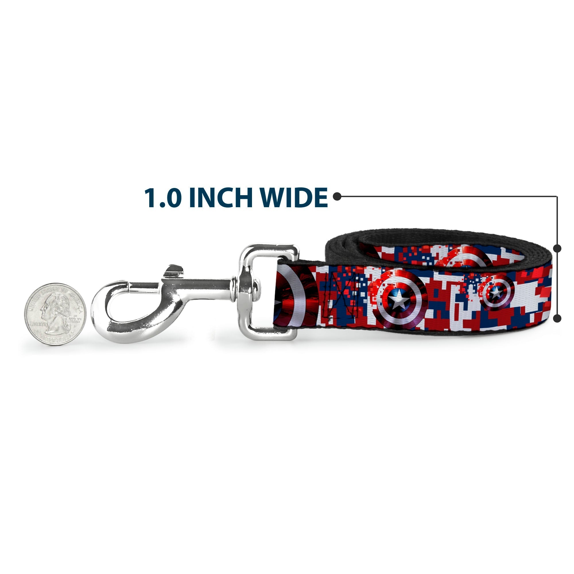 Dog Leash - Captain America Shield Digital Camo Blue/White/Red 
