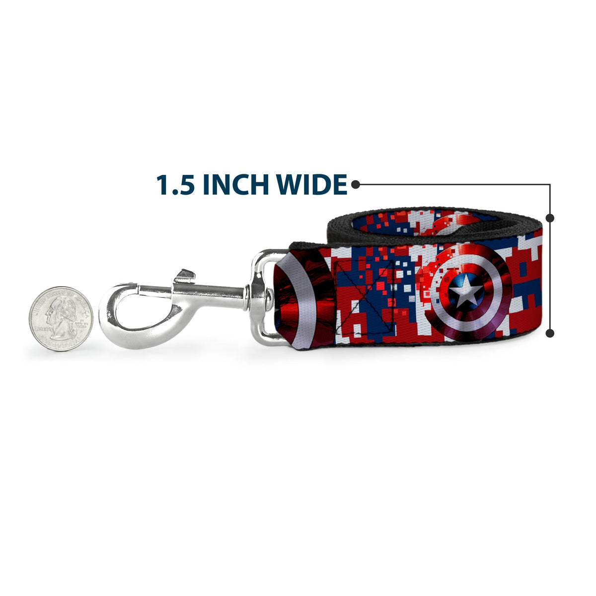 Dog Leash - Captain America Shield Digital Camo Blue/White/Red 