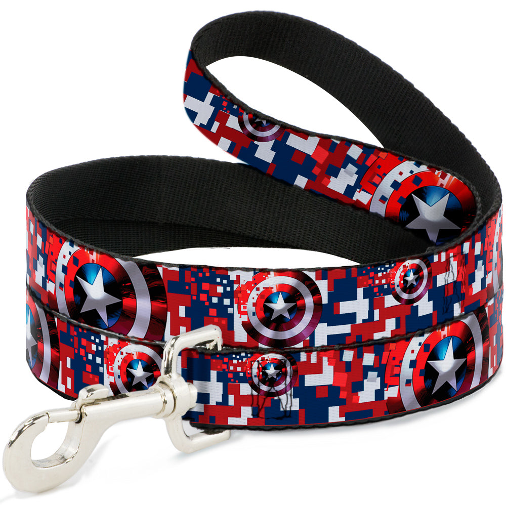 Dog Leash - Captain America Shield Digital Camo Blue/White/Red 
