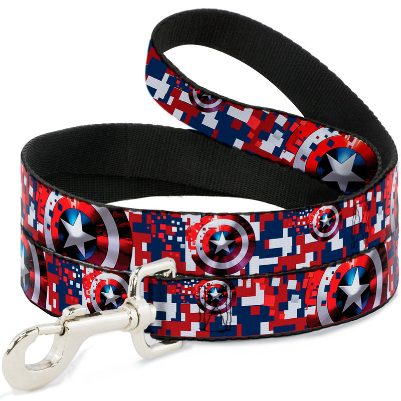 Dog Leash - Captain America Shield Digital Camo Blue/White/Red 