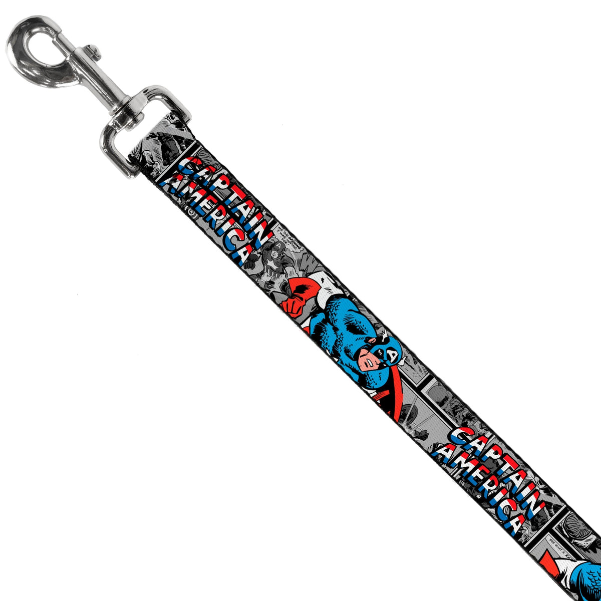 Dog Leash - CAPTAIN AMERICA 2-Poses/Comic Blocks Grays/Red/White/Blue 