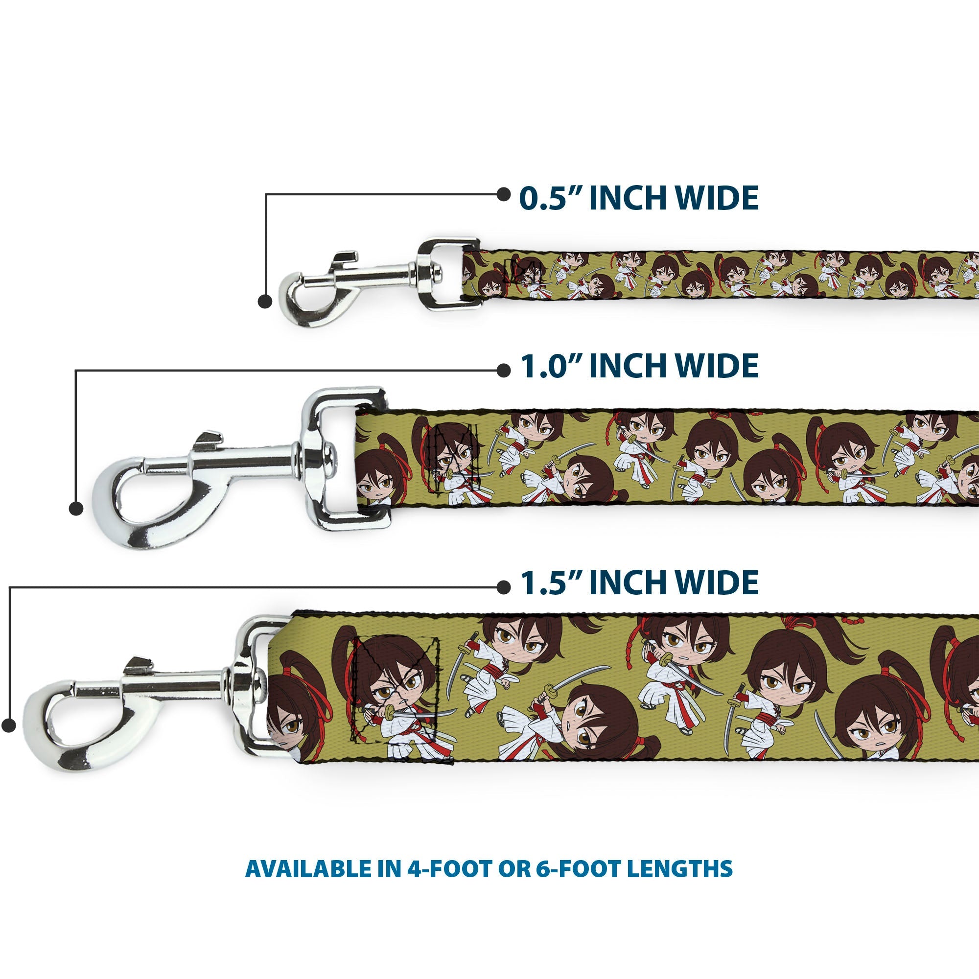 Dog Leash - Hell's Paradise Chibi Sagiri Sword Poses Scattered Golden Yellow