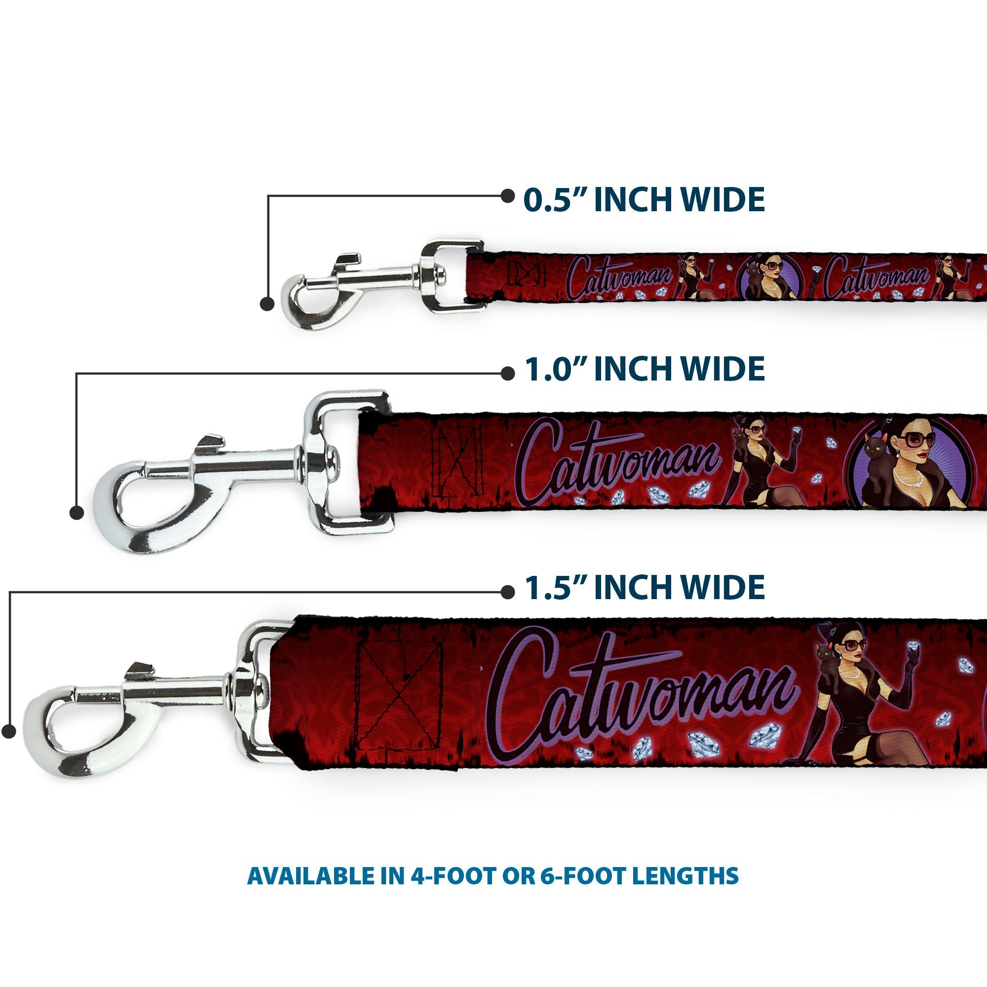 Dog Leash - CATWOMAN Bombshell Pose/Diamonds Red/Purple/Black