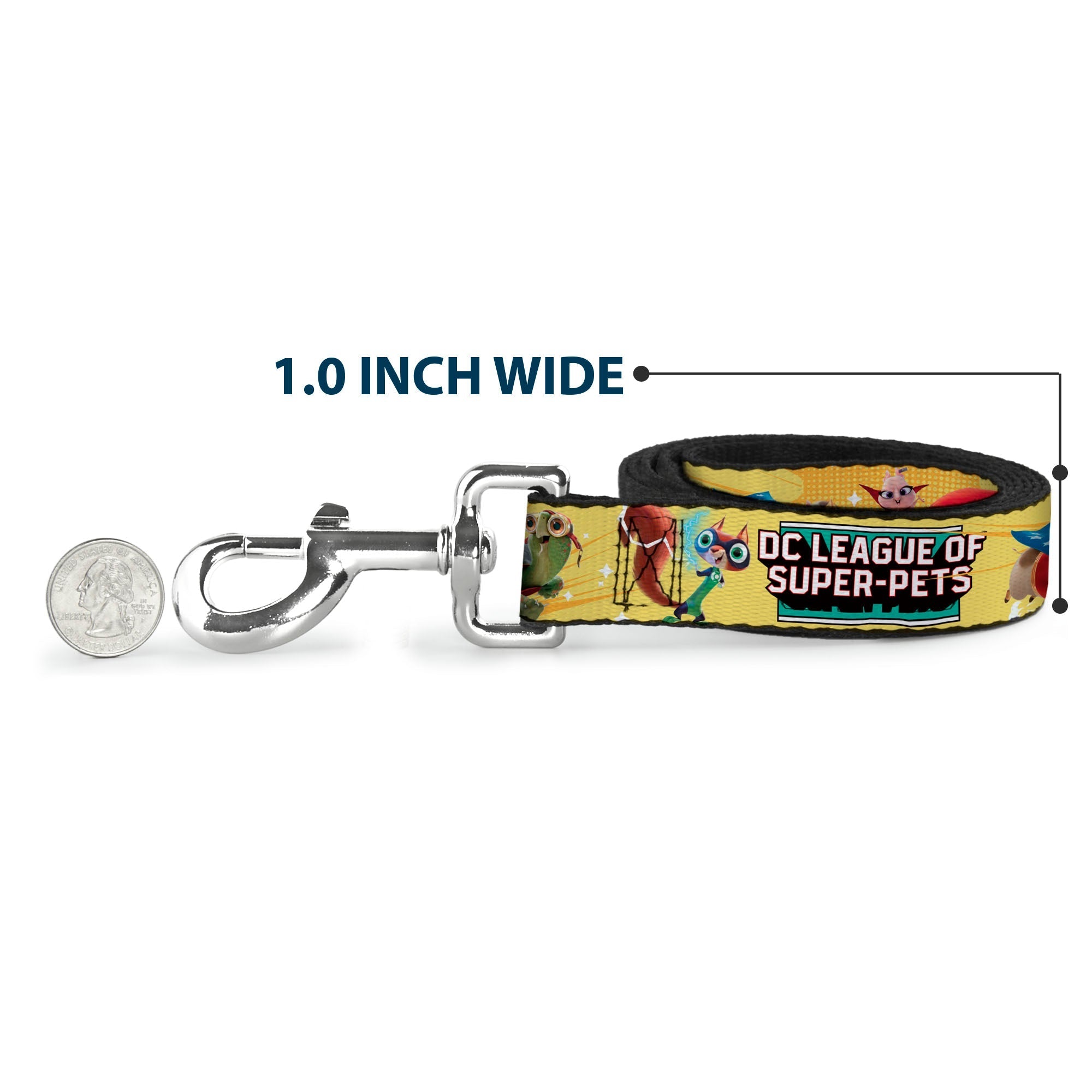 Dog Leash - DC LEAGUE OF SUPER-PETS 6-Superhero Pet Poses Collage Yellows