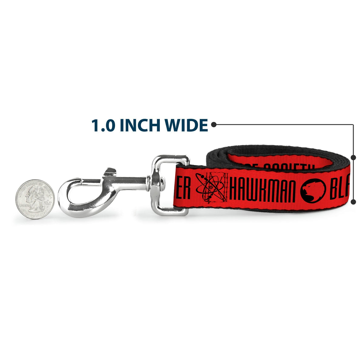 Dog Leash - Black Adam JUSTICE SOCIETY Icons and Text Red/Black 