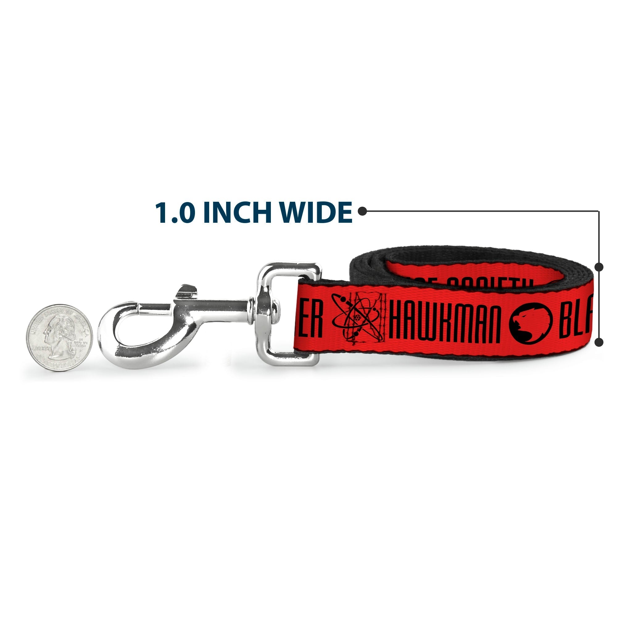 Dog Leash - Black Adam JUSTICE SOCIETY Icons and Text Red/Black 