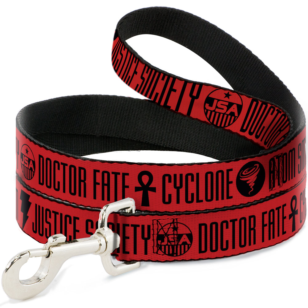 Dog Leash - Black Adam JUSTICE SOCIETY Icons and Text Red/Black 