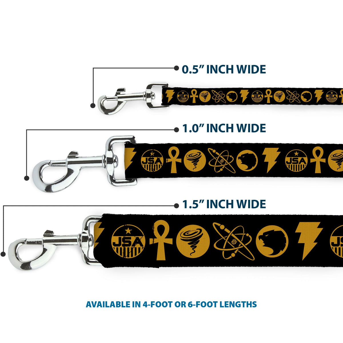 Dog Leash - Black Adam Justice Society Icons Black/Orange 