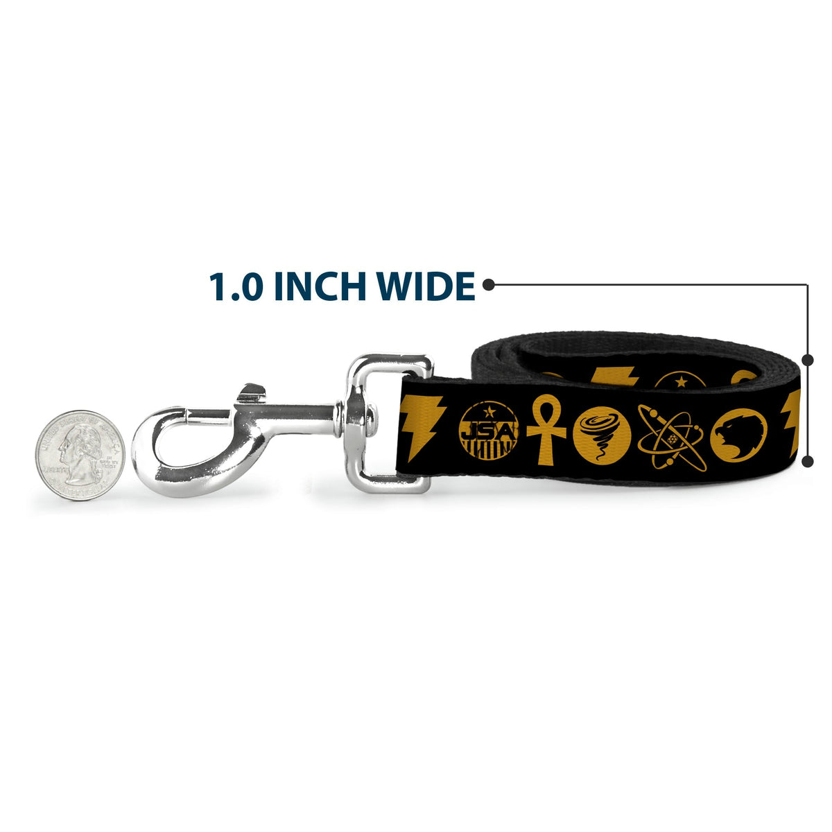 Dog Leash - Black Adam Justice Society Icons Black/Orange 