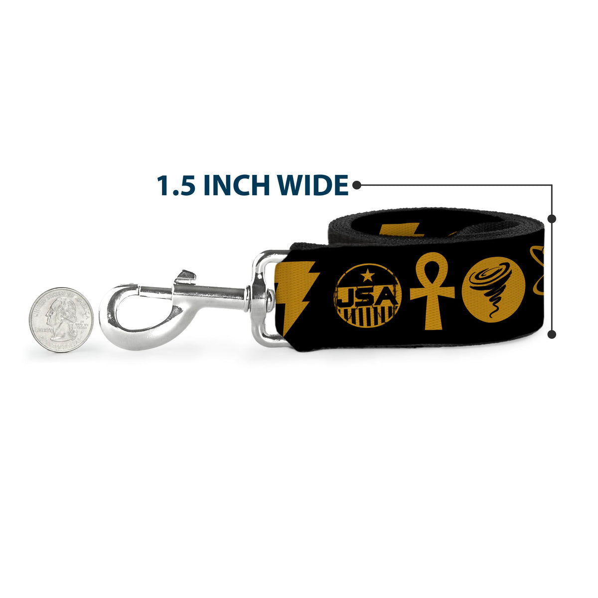 Dog Leash - Black Adam Justice Society Icons Black/Orange 