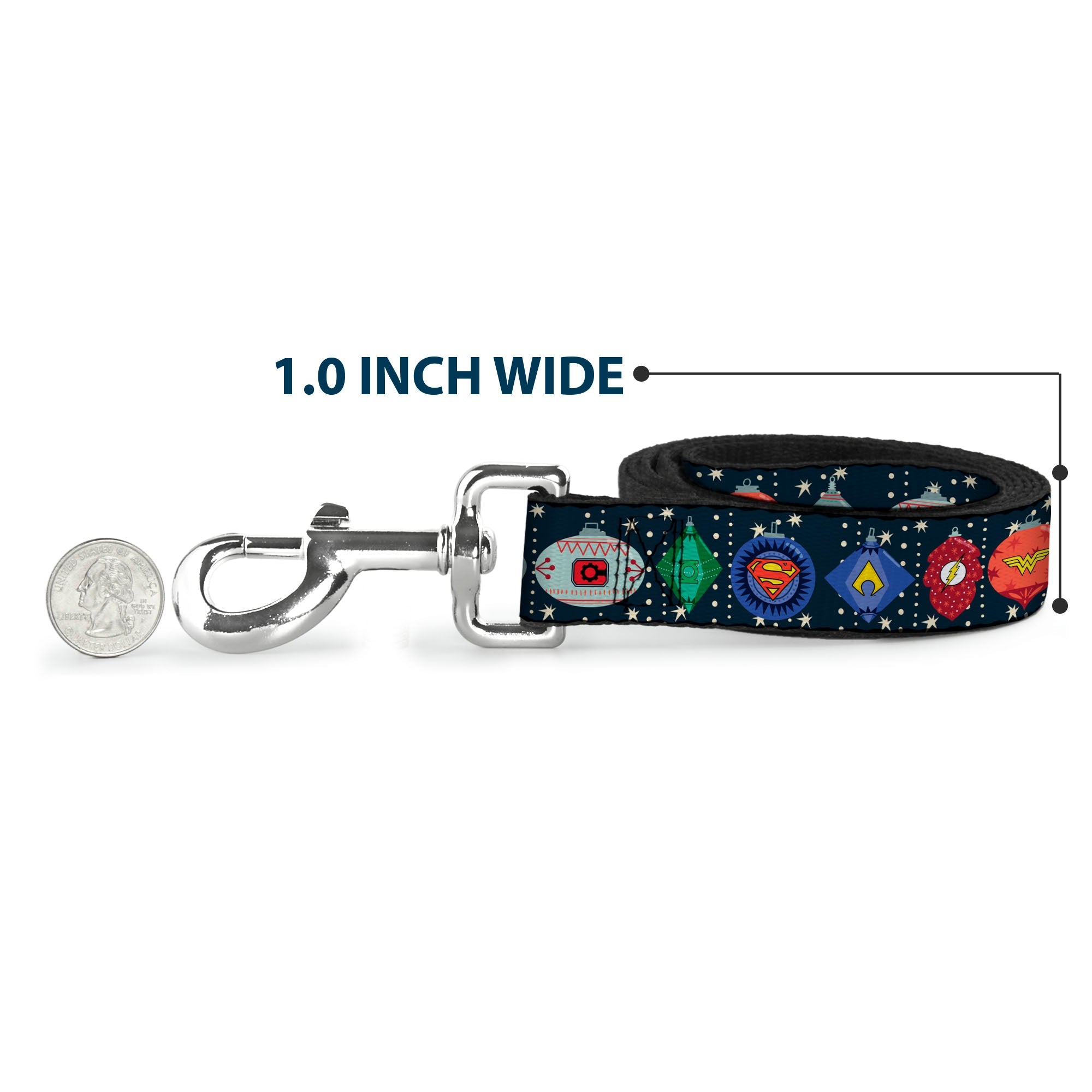 Dog Leash - DC Comics Justice League Holiday Ornament Icons and Stars - HT Animal Supply