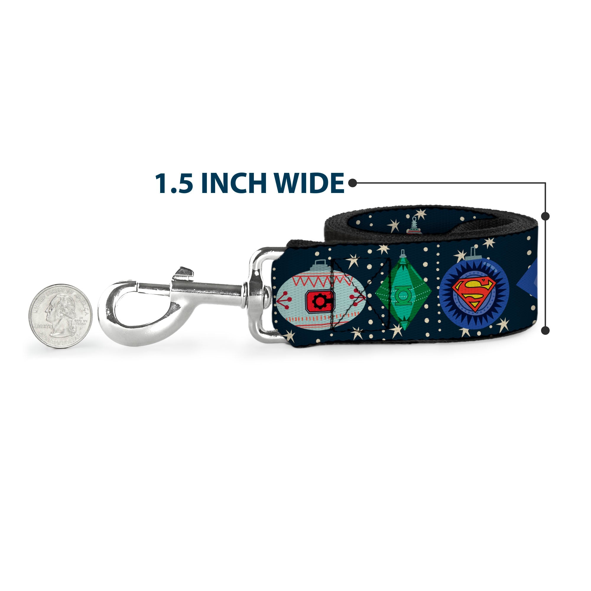 Dog Leash - DC Comics Justice League Holiday Ornament Icons and Stars - HT Animal Supply