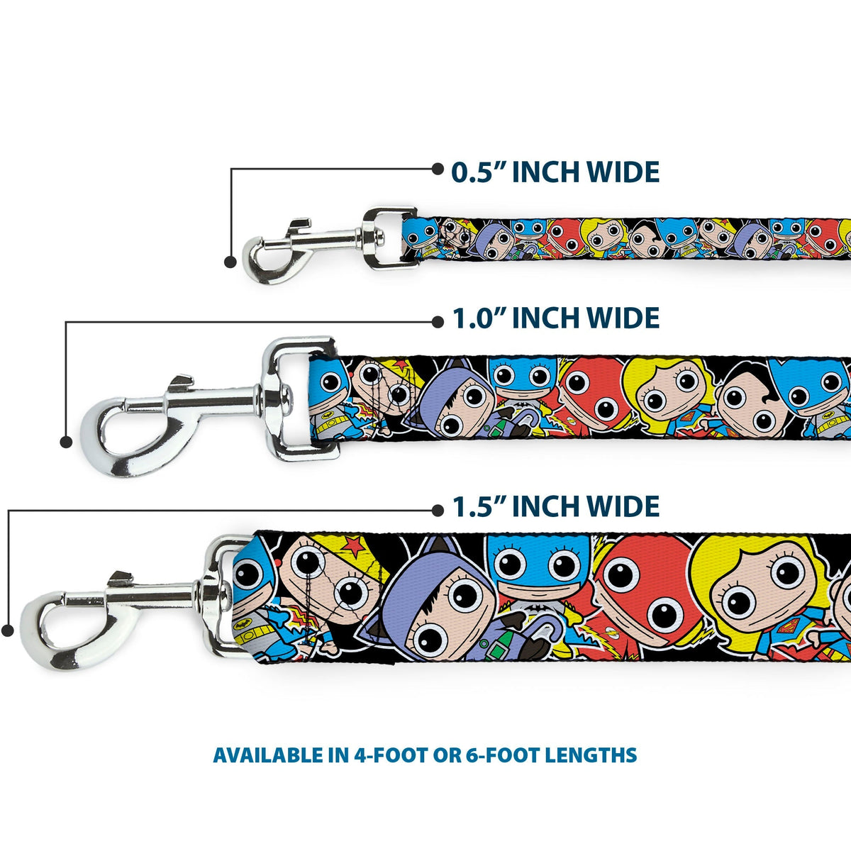 Dog Leash - DC Mini Group Stacked Black 