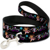 Dog Leash - Dora & Boots Pose/Floral LETS PLAY!/VAMOS A JUGAR! Black/White/Multi Color