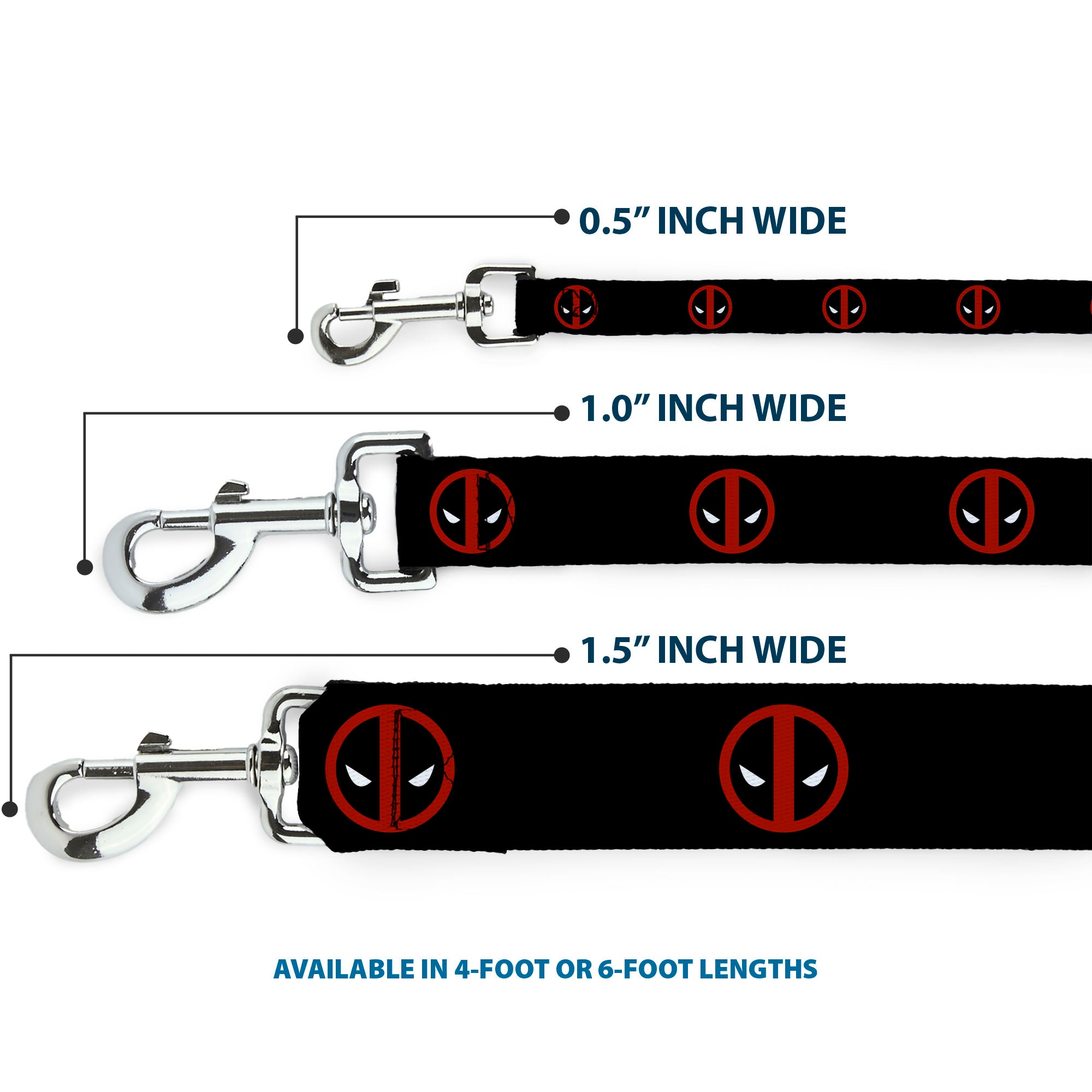 Dog Leash - Deadpool Logo Black/Red/White 