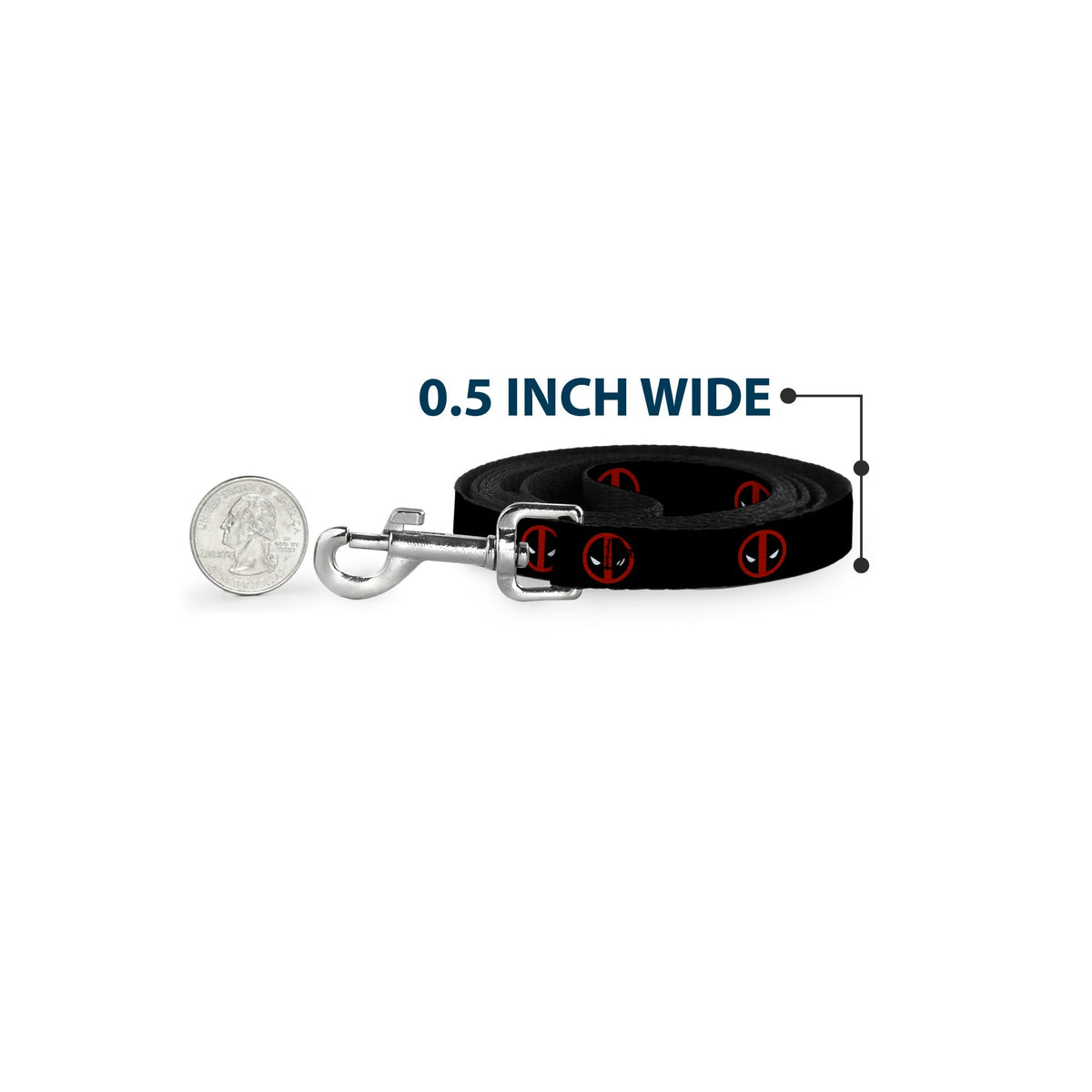 Dog Leash - Deadpool Logo Black/Red/White 