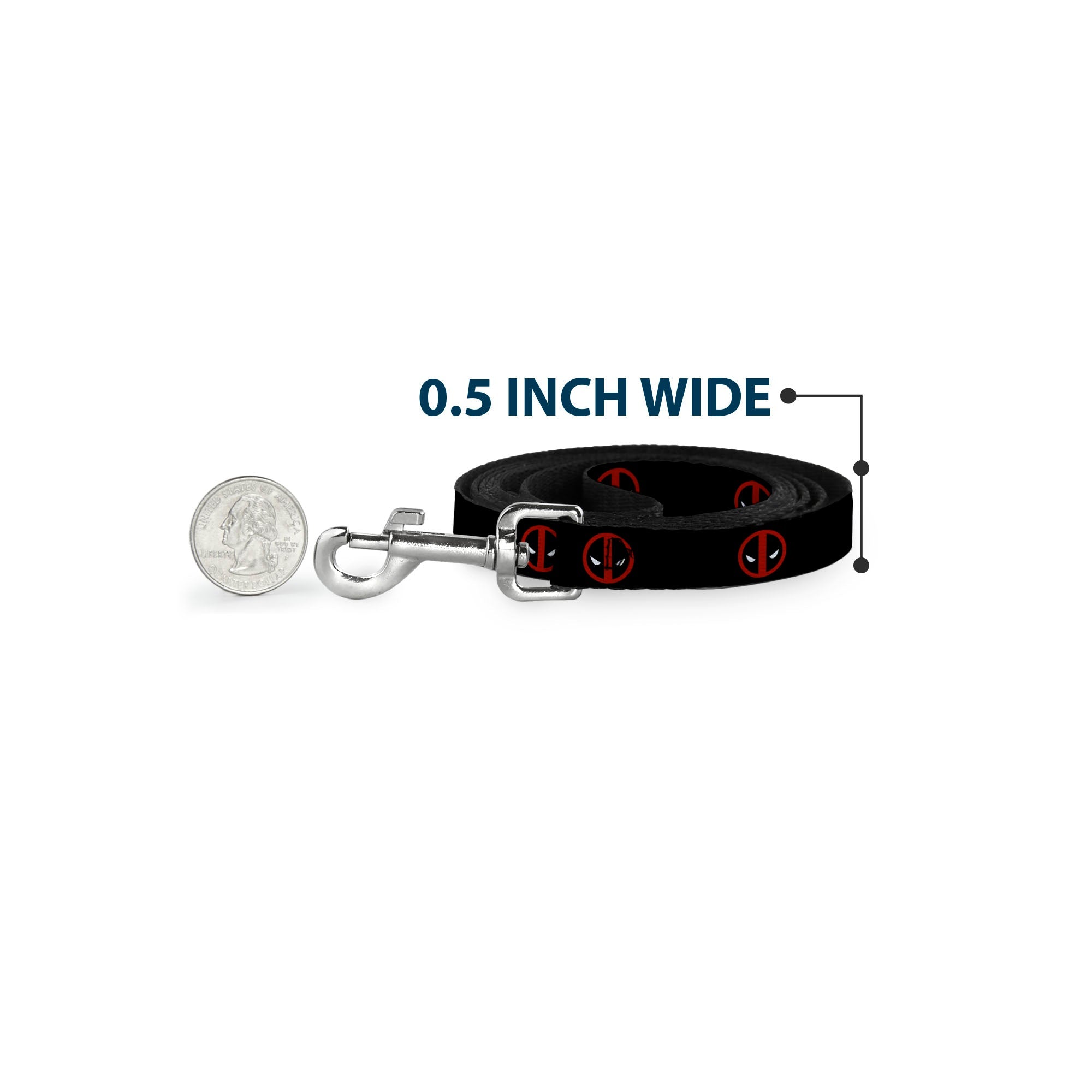 Dog Leash - Deadpool Logo Black/Red/White 