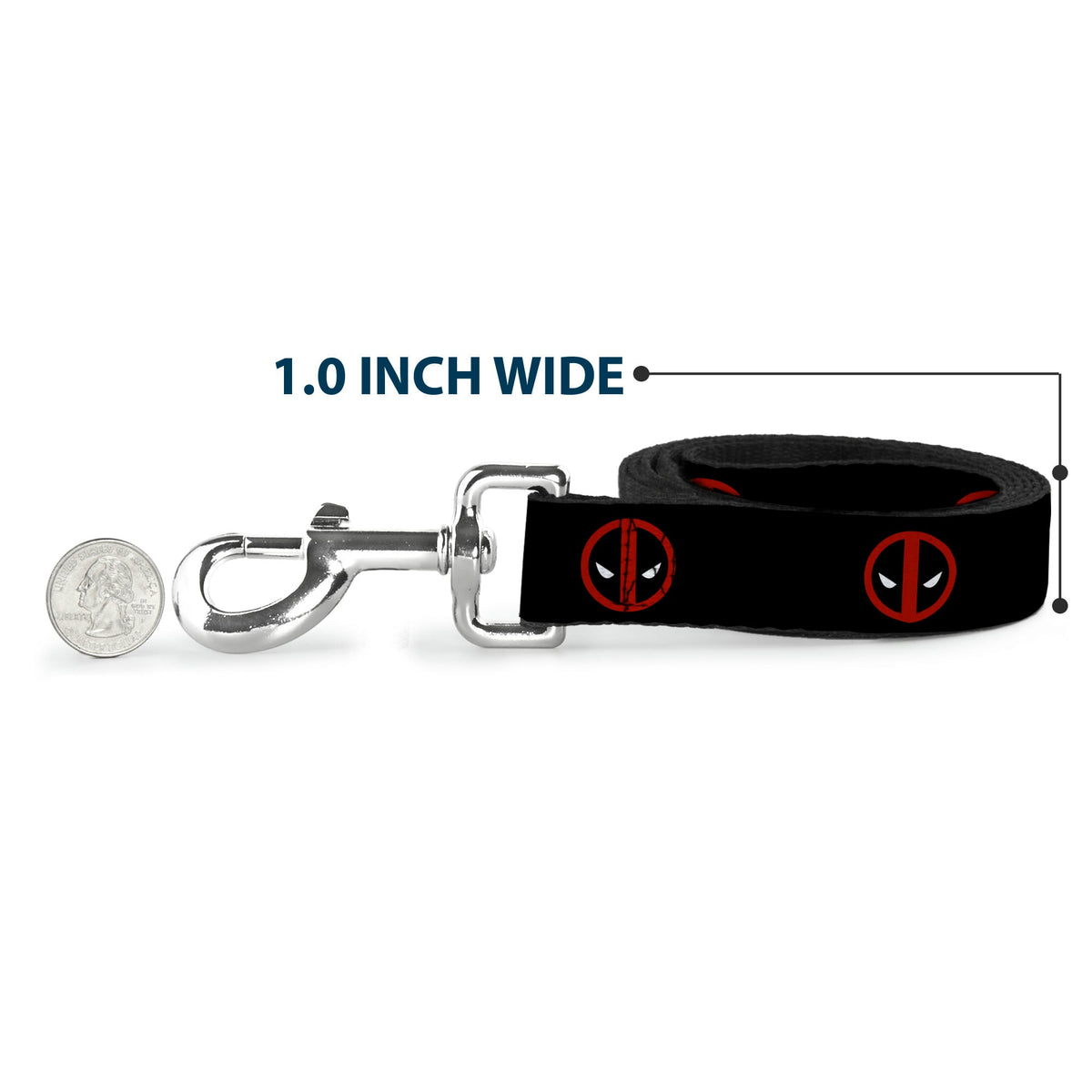 Dog Leash - Deadpool Logo Black/Red/White 
