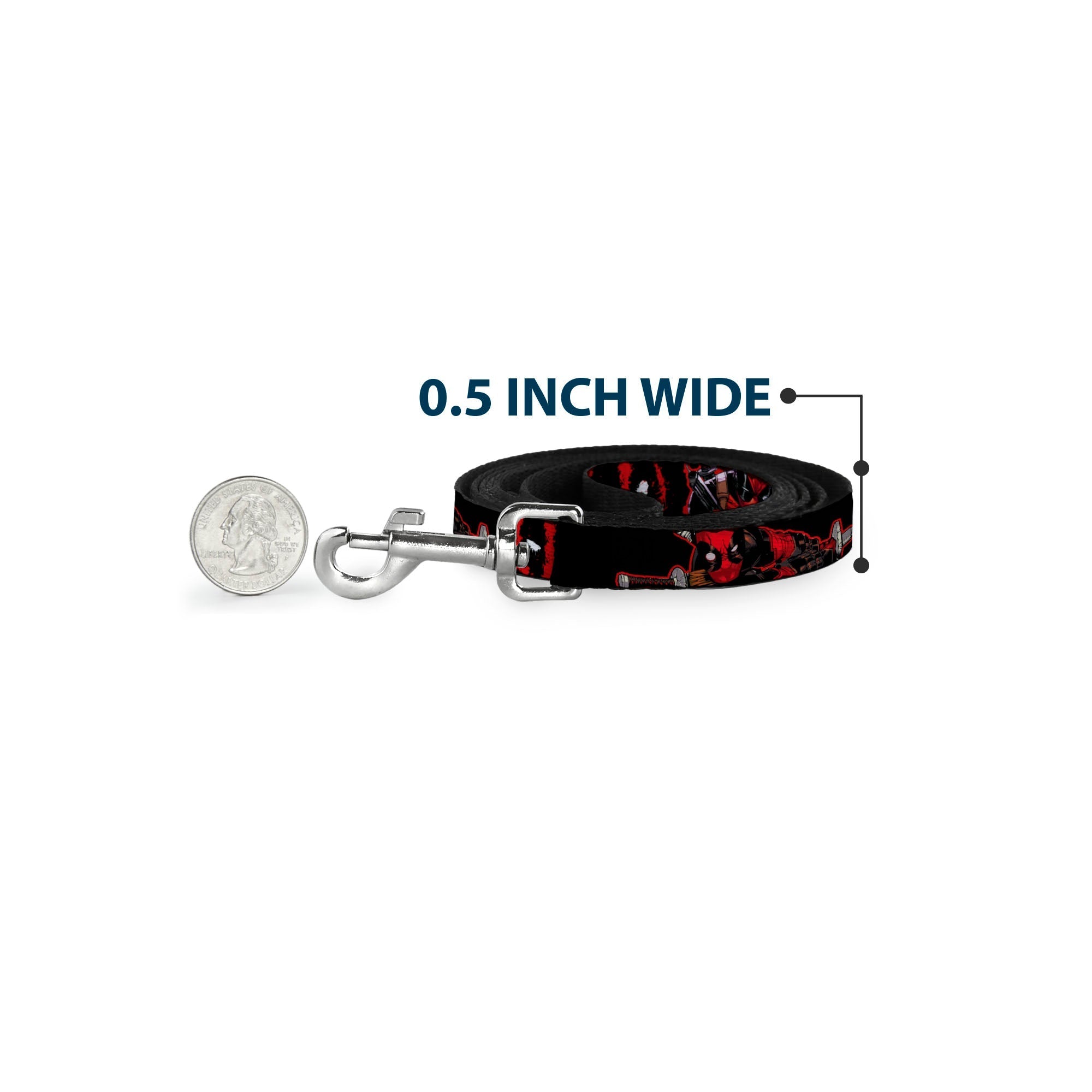 Dog Leash - Deadpool 2-Action Poses/Splatter Logo Black/Red/White 