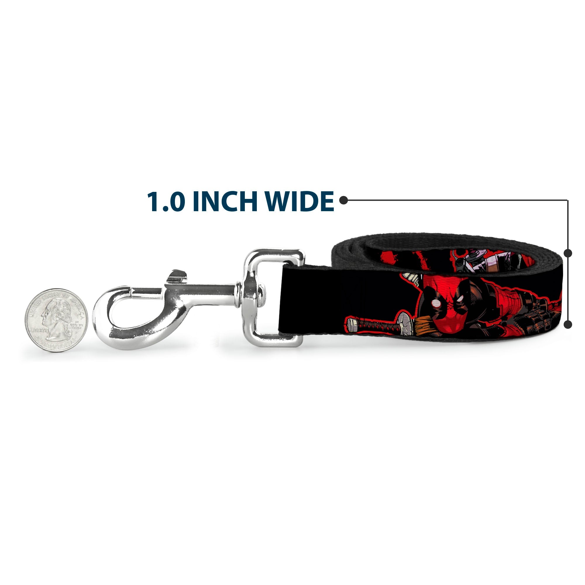 Dog Leash - Deadpool 2-Action Poses/Splatter Logo Black/Red/White 