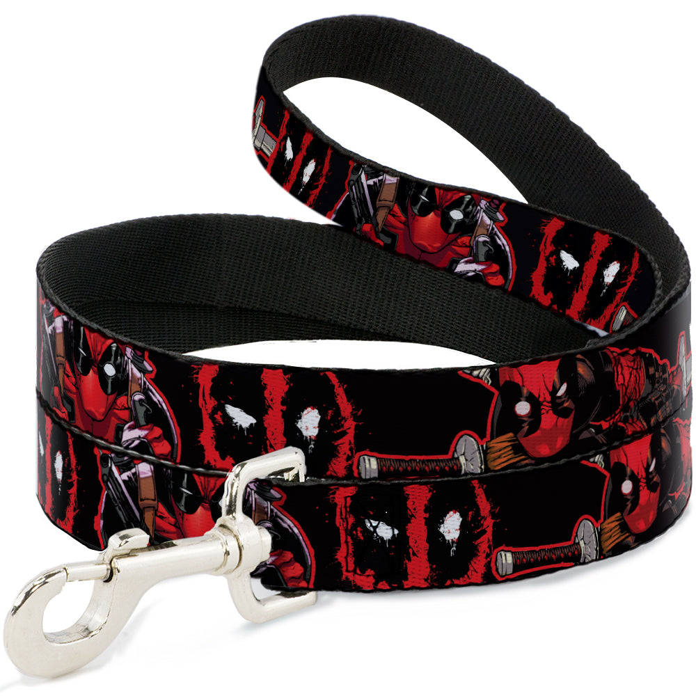 Dog Leash - Deadpool 2-Action Poses/Splatter Logo Black/Red/White 