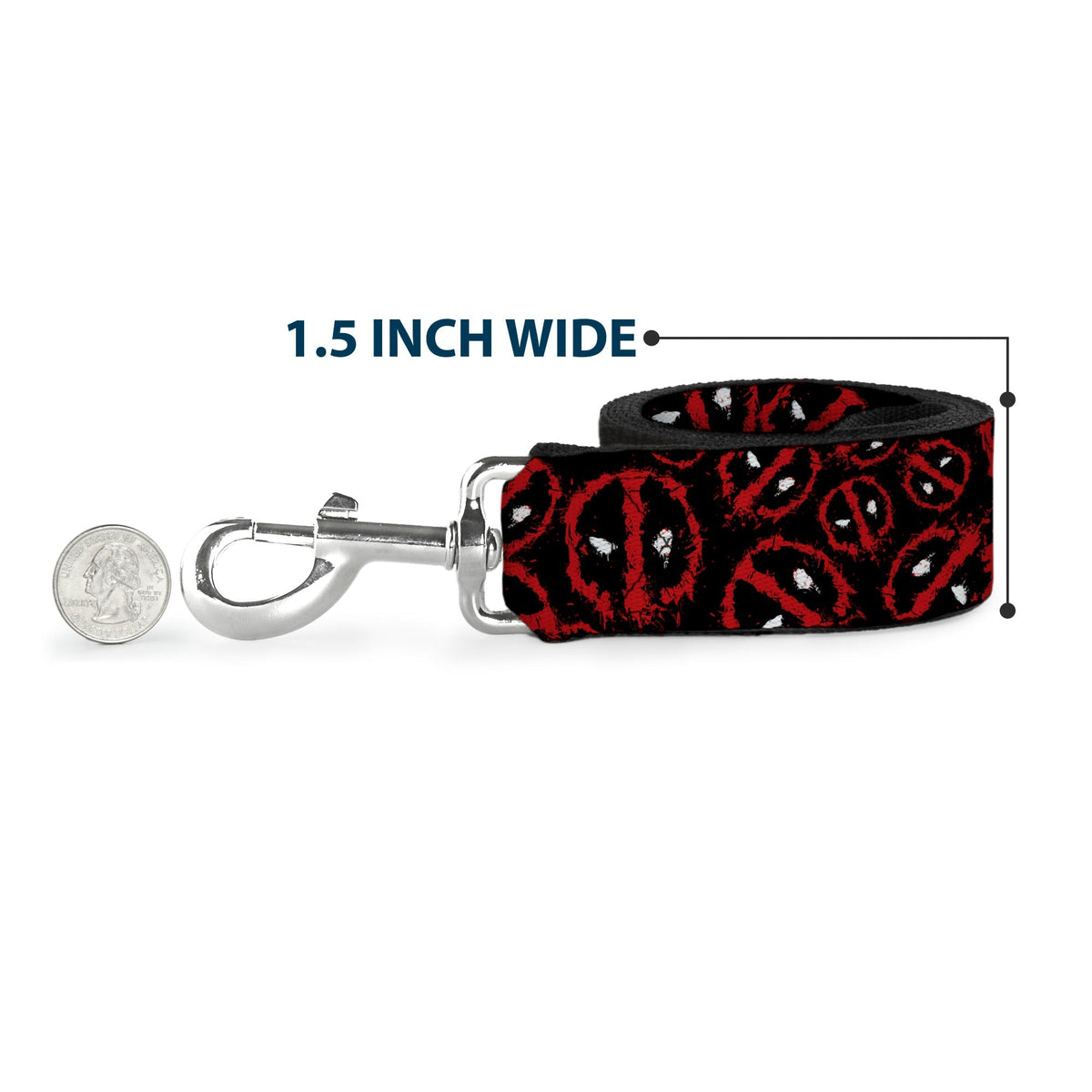 Dog Leash - Deadpool Splatter Logo Scattered Black/Red/White 