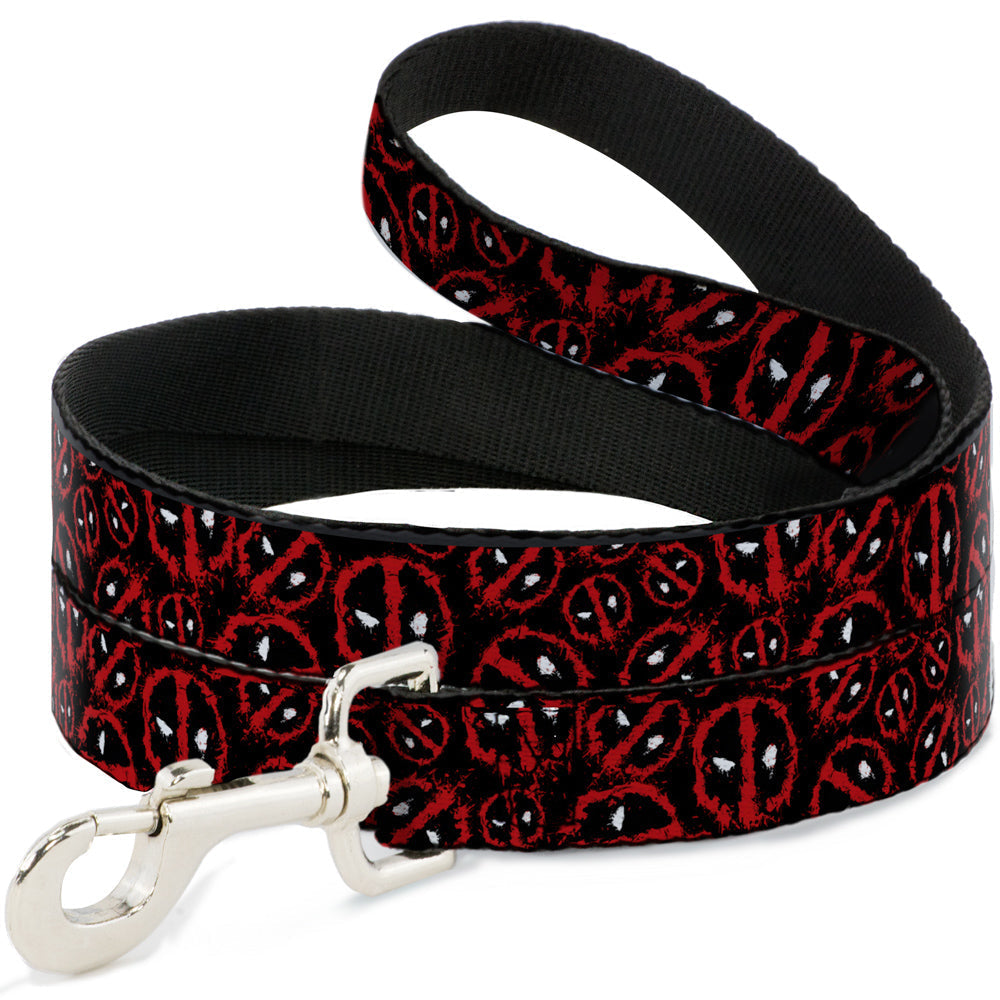 Dog Leash - Deadpool Splatter Logo Scattered Black/Red/White 
