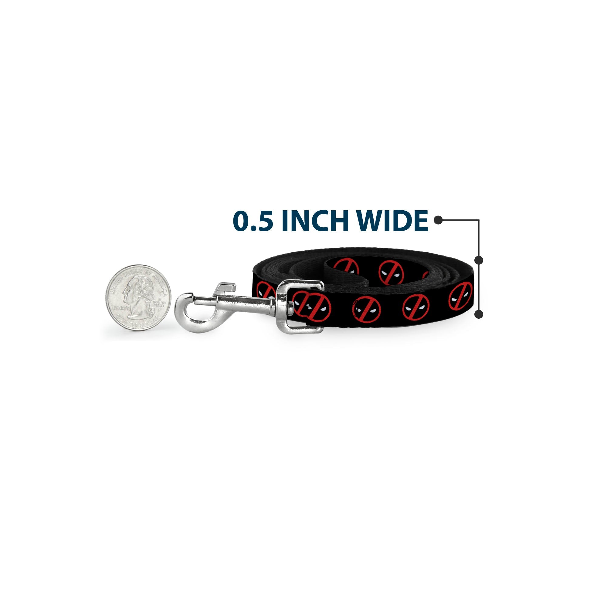 Dog Leash - Deadpool Logo2 Black/Red/White - HT Animal Supply