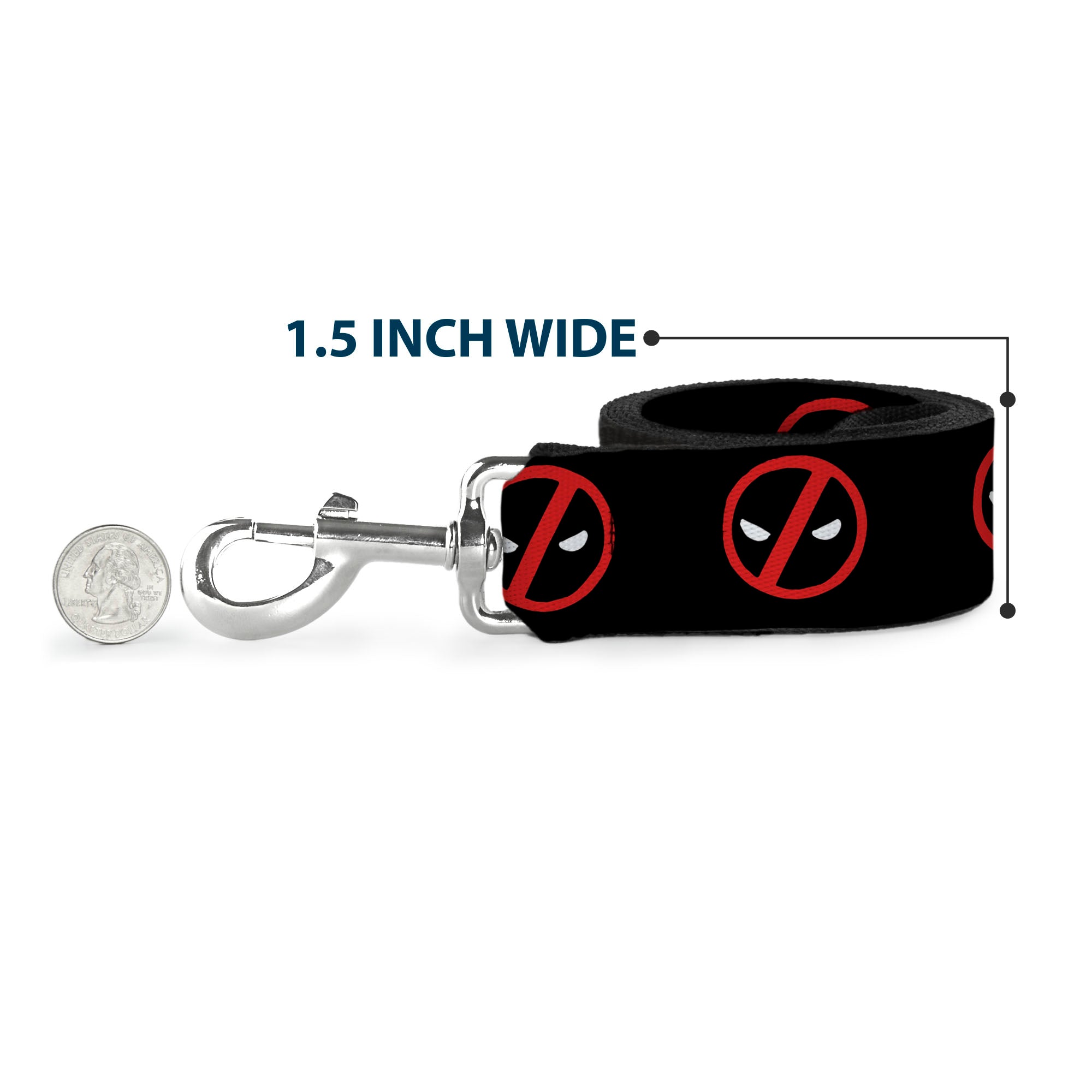 Dog Leash - Deadpool Logo2 Black/Red/White - HT Animal Supply