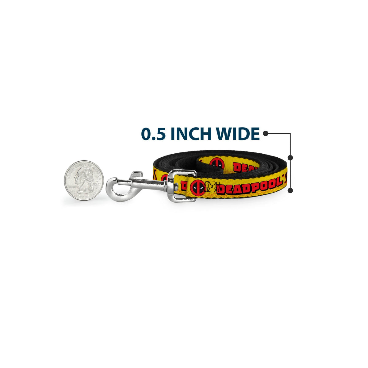 Dog Leash - DEADPOOLS CHIMICHANGAS Flames Yellow/Black/Red 