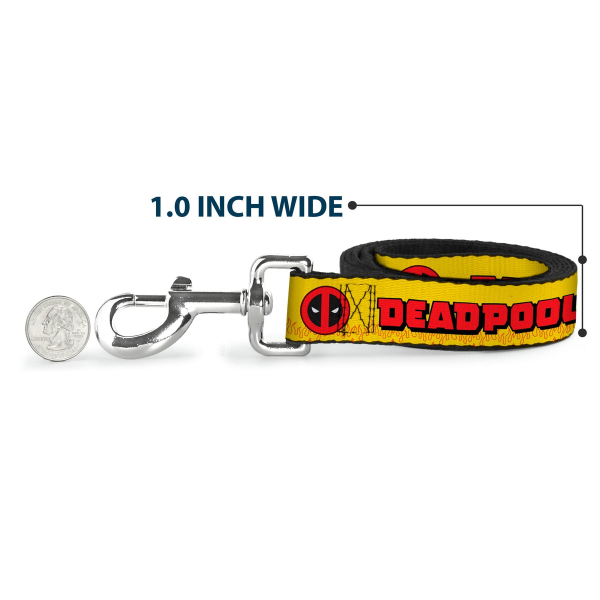 Dog Leash - DEADPOOLS CHIMICHANGAS Flames Yellow/Black/Red 