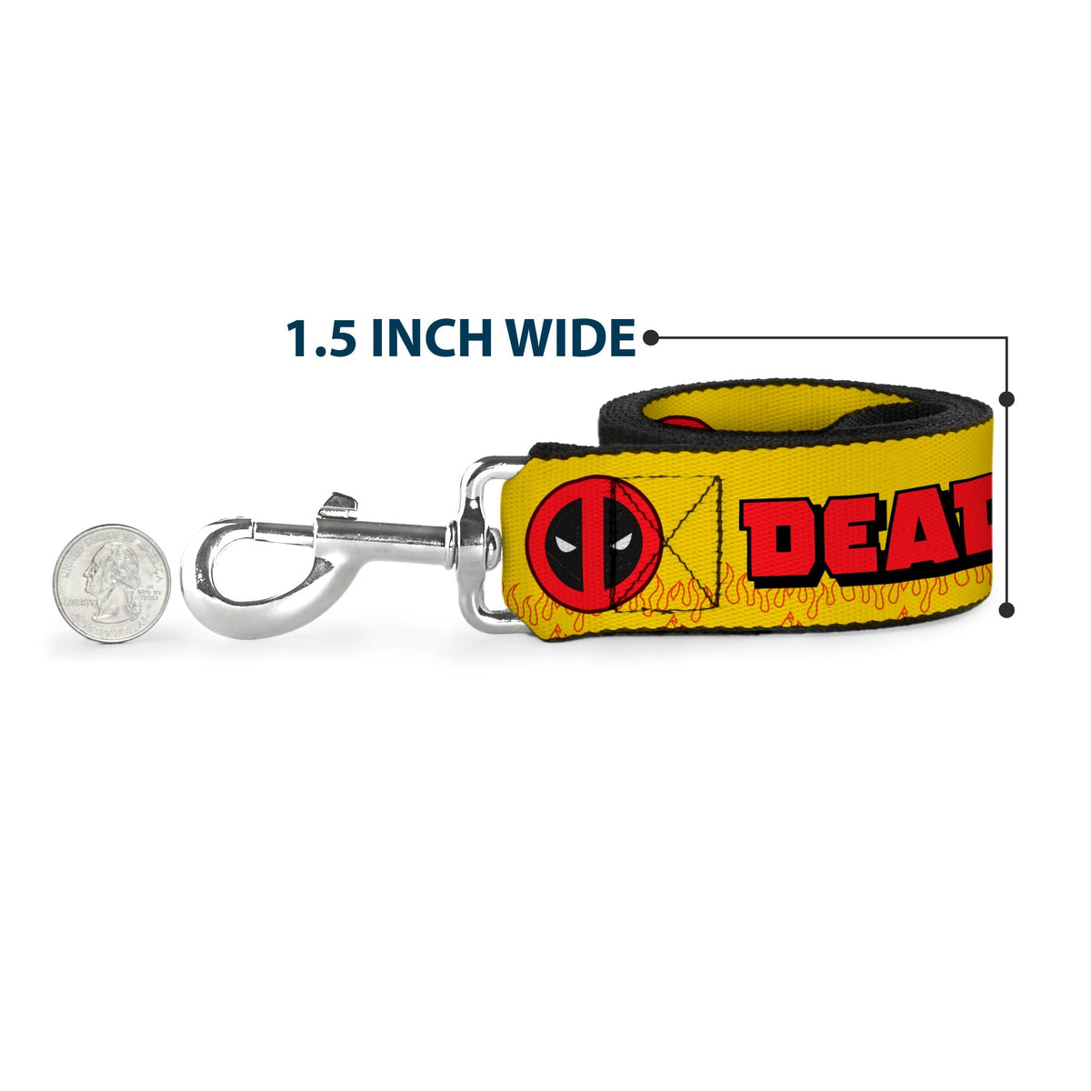 Dog Leash - DEADPOOLS CHIMICHANGAS Flames Yellow/Black/Red 