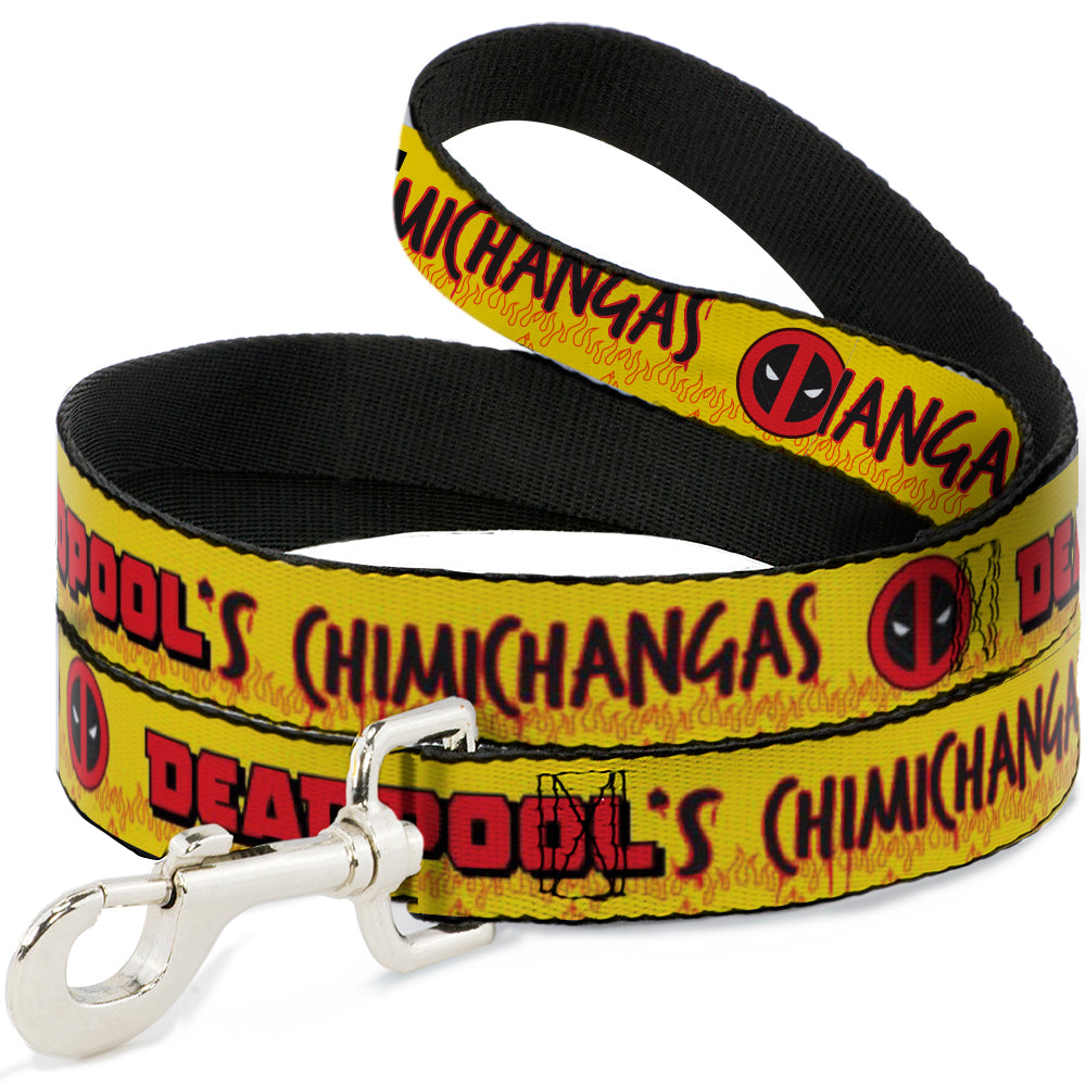 Dog Leash - DEADPOOLS CHIMICHANGAS Flames Yellow/Black/Red 