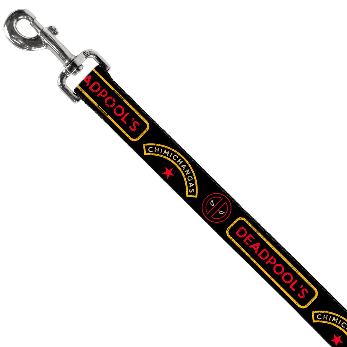 Dog Leash - DEADPOOLS CHIMICHANGAS and Logo Black/Gold/Red