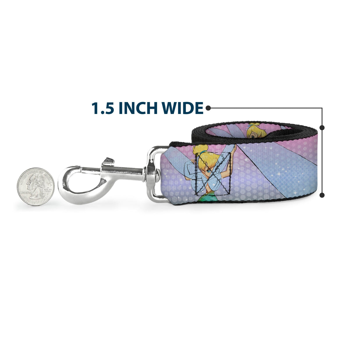 Dog Leash - Tinker Bell Poses/Flowers/Stars/Skull Purple 