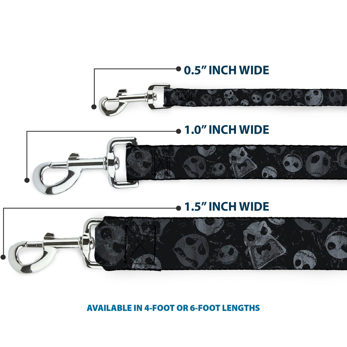 Dog Leash - Nightmare Before Christmas Jack Expressions Gray 