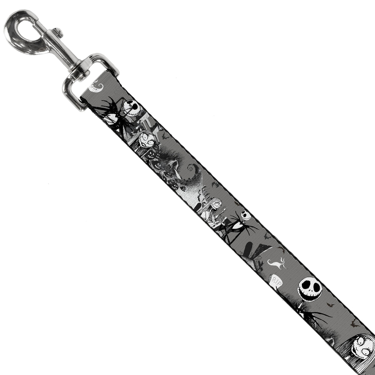 Dog Leash - NBC Jack & Sally Cemetery Scene Gray/Black/White 